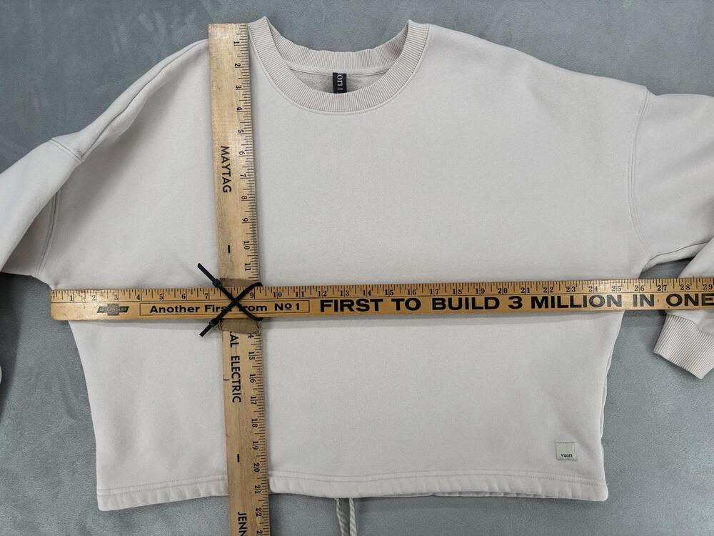 Vuori Sweatshirt Womens L Beige Pullover Fleece Oversized Adjustable Crewneck - Picture 5 of 11